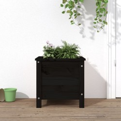 Jardinière noir 40x40x39 cm bois massif de pin 