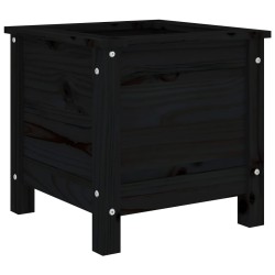 Jardinière noir 40x40x39 cm bois massif de pin 