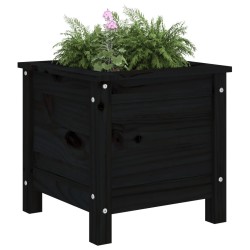 Jardinière noir 40x40x39 cm bois massif de pin 
