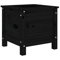 Jardinière noir 40x40x39 cm bois massif de pin 