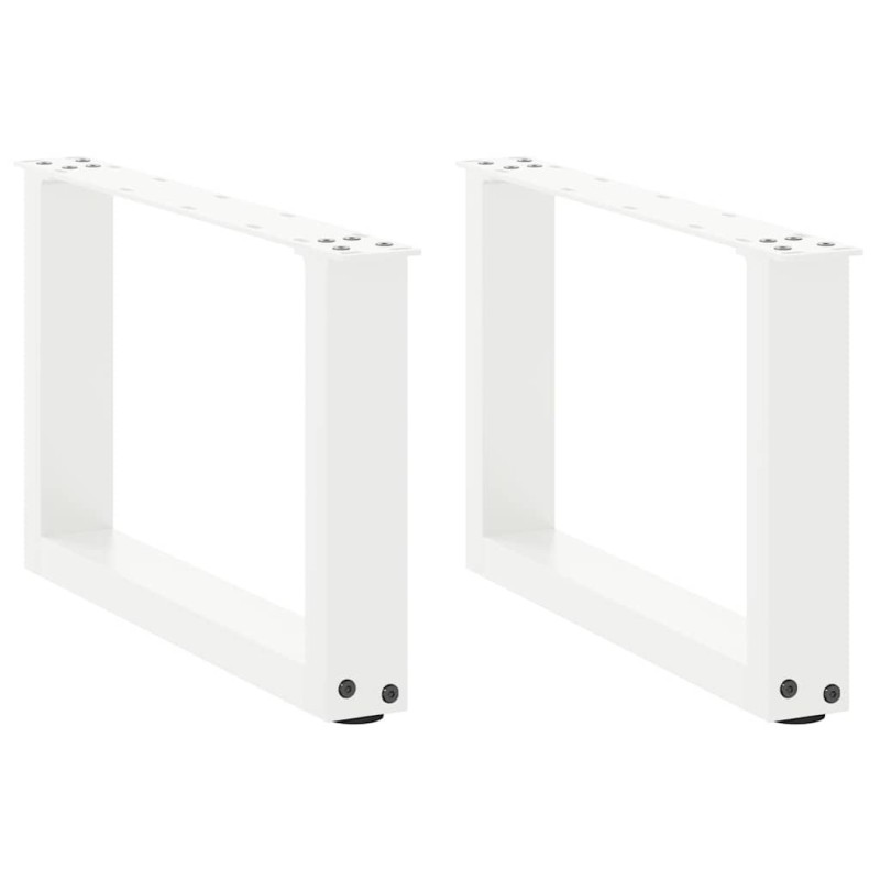 Pieds de table basse en U, 2 pièces, blanc, 50 x (30-31) cm, acier 