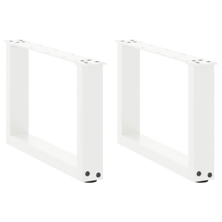 Pieds de table basse en U, 2 pièces, blanc, 50 x (30-31) cm, acier 
