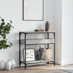 Table console avec étagère sonoma gris 75x29x75 cm 