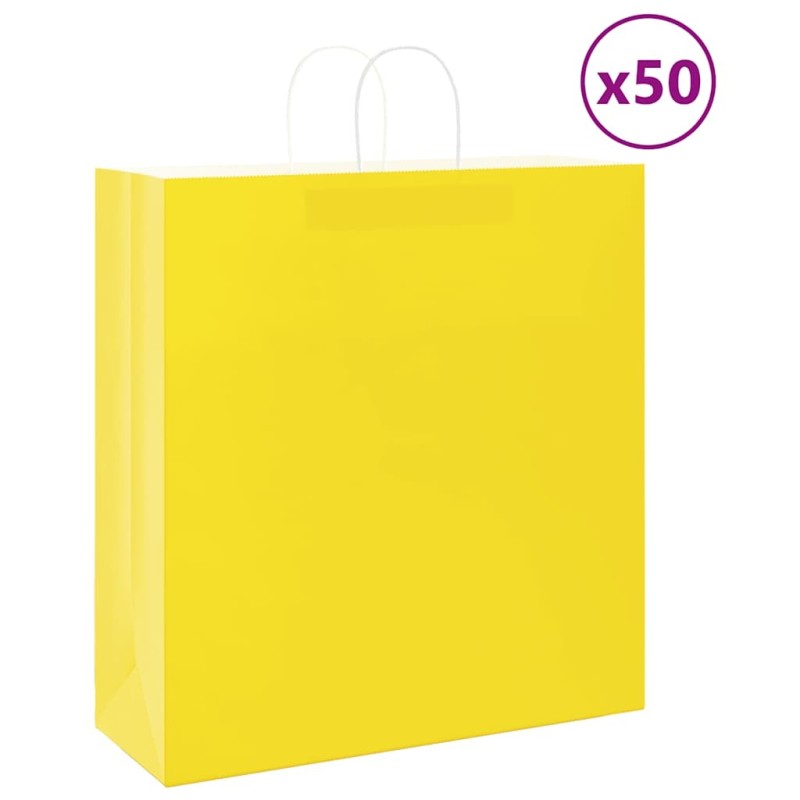 Sacs en papier 50 pcs avec poignées jaune 45x17x48 cm 