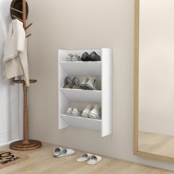 Armoire à chaussures murale Blanc 60x18x90 cm Aggloméré 