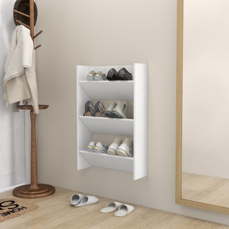 Armoire à chaussures murale Blanc 60x18x90 cm Aggloméré 