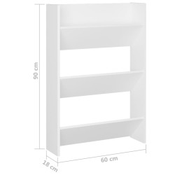 Armoire à chaussures murale Blanc 60x18x90 cm Aggloméré 