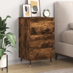 Table de chevet chêne fumé 40x35x69 cm bois d’ingénierie 