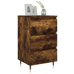 Table de chevet chêne fumé 40x35x69 cm bois d’ingénierie 