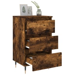 Table de chevet chêne fumé 40x35x69 cm bois d’ingénierie 