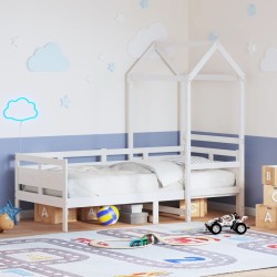 Lit de jour avec toit sans matelas blanc 90x200 cm bois massif 
