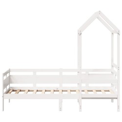 Lit de jour avec toit sans matelas blanc 90x200 cm bois massif 