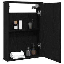 Armoire à miroir de salle de bain chêne noir bois ingénierie 