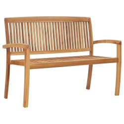 Banc de jardin empilable et coussin 128,5cm Bois de teck massif 