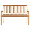Banc de jardin empilable et coussin 128,5cm Bois de teck massif 