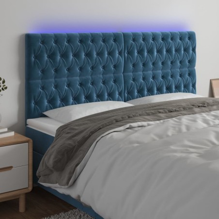 Tête de lit à LED Bleu foncé 180x7x118/128 cm Velours 