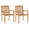 Chaises de jardin lot de 2 avec coussins vert vif Teck massif 