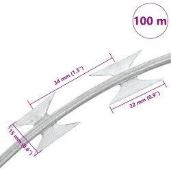 Fil de fer barbelé rouleau hélicoïdal acier galvanisé 100 m 