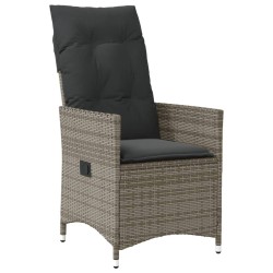 Chaises inclinables de jardin lot de 2 et coussins gris rotin 