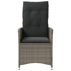 Chaises inclinables de jardin lot de 2 et coussins gris rotin 