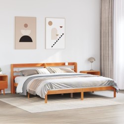 Cadre de lit et tête de lit sans matelas cire marron 180x200 cm 