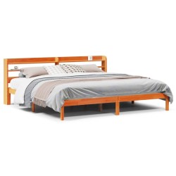Cadre de lit et tête de lit sans matelas cire marron 180x200 cm 
