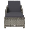 Chaise longue avec coussin gris foncé Résine tressée Gris 