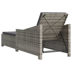 Chaise longue avec coussin gris foncé Résine tressée Gris 