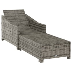 Chaise longue avec coussin gris foncé Résine tressée Gris 