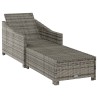 Chaise longue avec coussin gris foncé Résine tressée Gris 