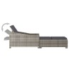 Chaise longue avec coussin gris foncé Résine tressée Gris 