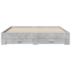 Cadre de lit avec tiroirs sans matelas gris béton 180x200 cm 