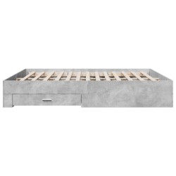 Cadre de lit avec tiroirs sans matelas gris béton 180x200 cm 