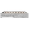 Cadre de lit avec tiroirs sans matelas gris béton 180x200 cm 