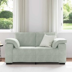Canapé causeuse gris clair 120 cm velours 