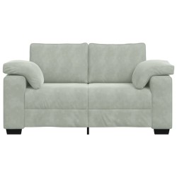 Canapé causeuse gris clair 120 cm velours 