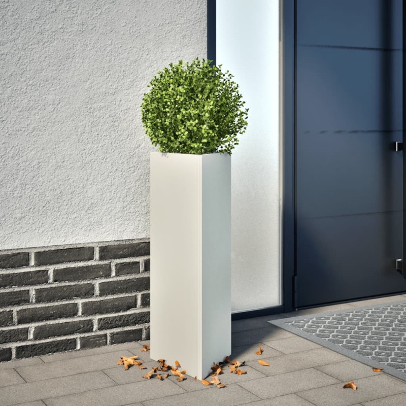 Jardinière blanc triangulaire 30x26x75 cm acier 