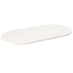 Dessus de table blanc 90x45x2,5 cm bois de pin massif ovale 