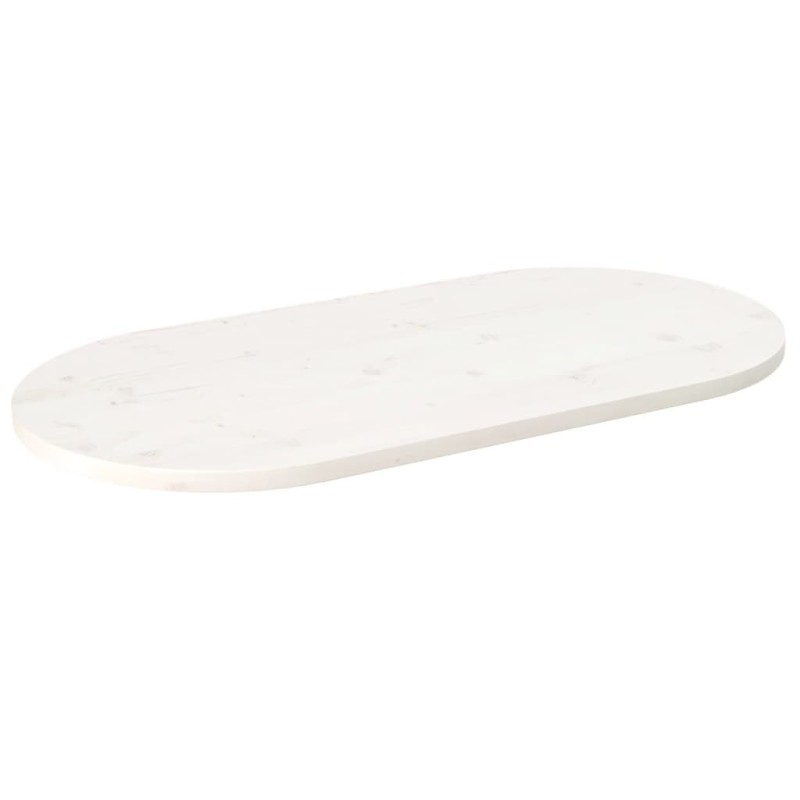 Dessus de table blanc 90x45x2,5 cm bois de pin massif ovale 
