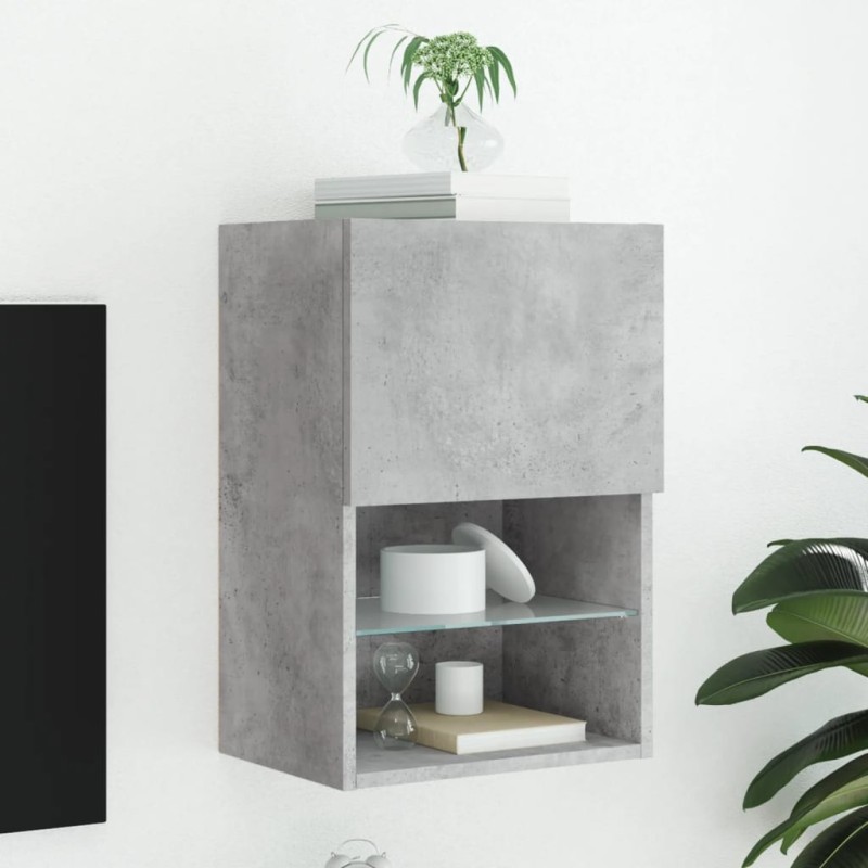 Meuble TV avec lumières LED gris béton 40,5x30x60 cm 