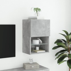 Meuble TV avec lumières LED gris béton 40,5x30x60 cm 
