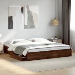Cadre de lit avec tiroirs sans matelas chêne marron 180x200 cm 