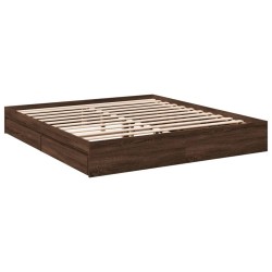 Cadre de lit avec tiroirs sans matelas chêne marron 180x200 cm 