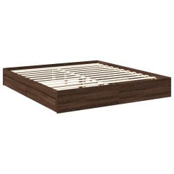 Cadre de lit avec tiroirs sans matelas chêne marron 180x200 cm 