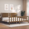 Cadre de lit sans matelas marron miel 200x200cm bois pin massif 