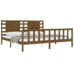 Cadre de lit sans matelas marron miel 200x200cm bois pin massif 