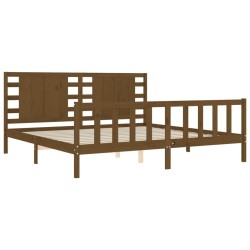 Cadre de lit sans matelas marron miel 200x200cm bois pin massif 