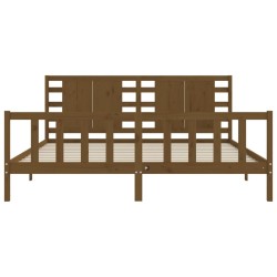 Cadre de lit sans matelas marron miel 200x200cm bois pin massif 