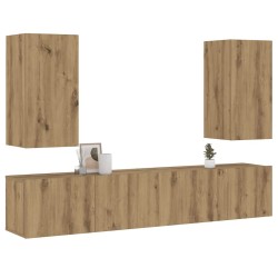 Meubles TV muraux 4 pcs chêne artisanal bois d'ingénierie 