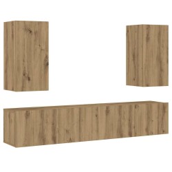 Meubles TV muraux 4 pcs chêne artisanal bois d'ingénierie 